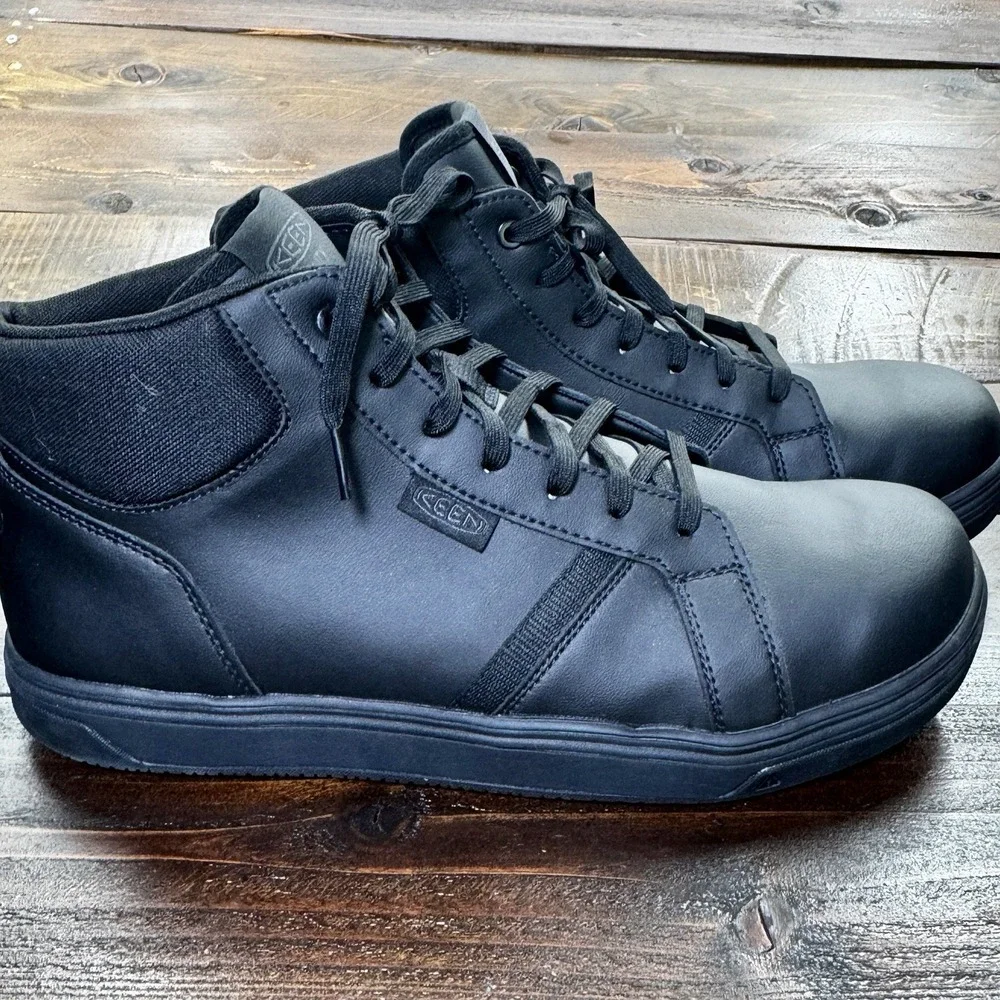 Keen Utility Mens Kenton Mid PTC Soft Toe Black Leather Work Boots Size 14 EE